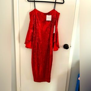 Red sequin dress perfect for Valentines Outfit